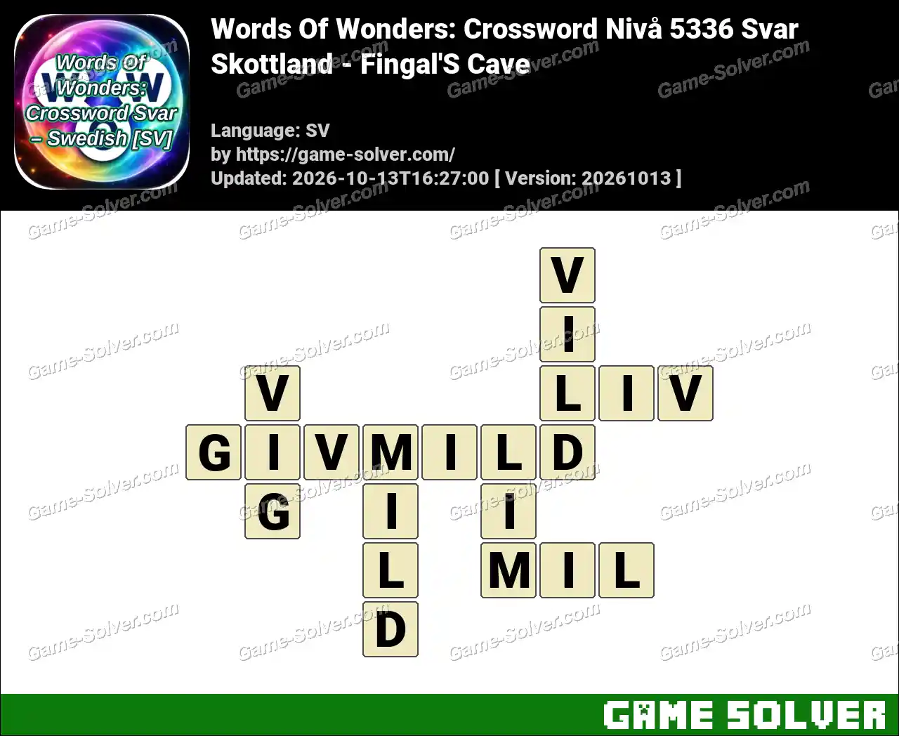 Words Of Wonders: Crossword Nivå 5336 Svar – Skottland – Fingal’S Cave